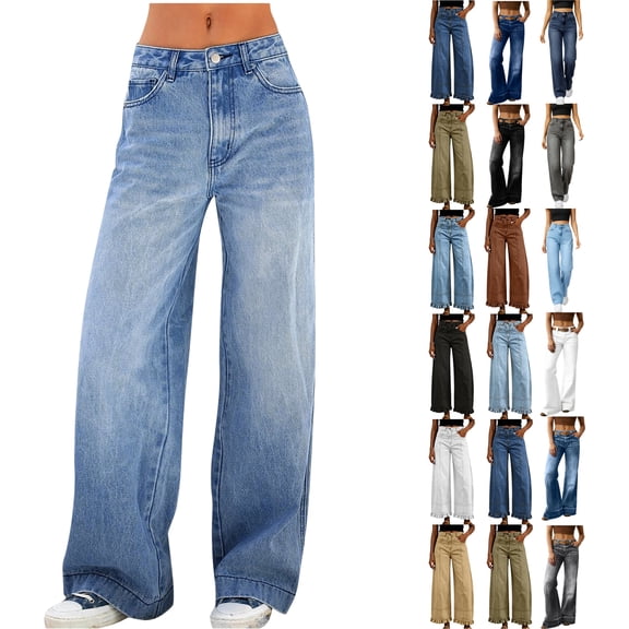 Capri Jeans for Women Stretchy High Waisted Straight Leg Solid Color Button Trendy 100% Denim Skinny Jeans with Pockets