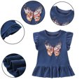 thumbnail image 2 of LYMAYTER Girls Cotton T-Shirt for Baby Ruffle Short Sleeve Tees Toddler Loose Skirt Style T-Shir for 1-8 Years, 2 of 9