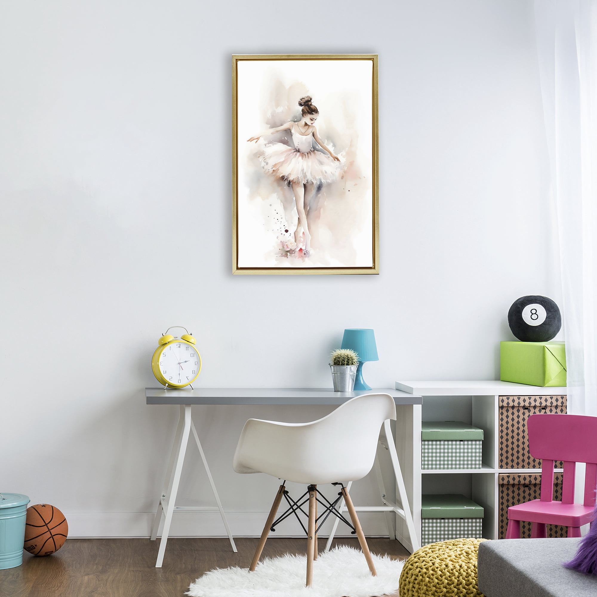 Stupell Industries Watercolor Dancer Pose Gold Framed Floater Canvas Wall Art, design by Creative Studio