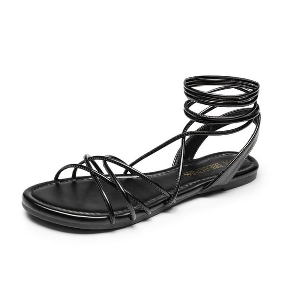 DREAM PAIRS Lace-up Gladiator Sandals Strappy Dressy Summer Flat Sandals for Women