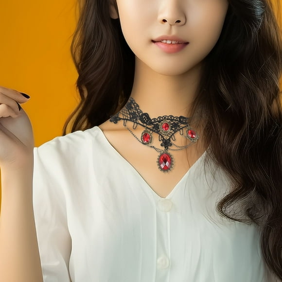 RUNROTOO Goth Choker Necklace 1Pcs Black Lace Costume Jewelry for Women  Accessory