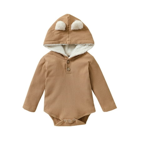 

QYZEU Baby Boy Clothes Carters 9 Month Summer Boy Clothes Baby Boys Girls Patchwork Long Sleeve Solid Bear Ear Hooded Warm Winter Romper Bodysuit Clothes Outfits