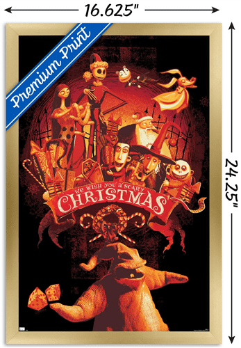 Disney Tim Burton's The Nightmare Before Christmas - Red Group Wall Poster, 14.725" x 22.375" Framed