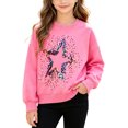 thumbnail image 6 of YDFCWXW Girls Cotton Pullover Sweatshirts Kids Sequin Star Pattern Crewneck Tops (Pink, 4-5 Years), 6 of 9