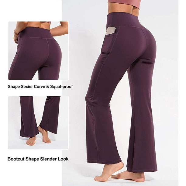OLIOMES Women Bootcut Yoga Pants with Pockets Flared Leggings High