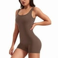 thumbnail image 2 of Workout Jumpsuits for Women Backless Tummy Control Sleeveless Jumpsuits V Back Coffee Color M, 2 of 8