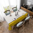 thumbnail image 4 of Geomrtic Yellow, Rectangle Tablecloth, Abstract Stripes Patckwork Modern Art Waterproof & StainResistant Tablecloth, Washable Oil-proof Table Cover for Dining/Party/Wedding/Camping/Buffet 52x70 In, 4 of 9