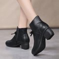 thumbnail image 2 of Fesfesfes Ankle Boots for Women Soft Faux-Leather Mid Heel Bowknot Boots Lace Up Boots For Women 7(39), 2 of 8