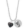 thumbnail image 1 of Delight Jewelry Silvertone Black Resin Heart with Tropical Crystals Silvertone Script Initial Disc - G - Charm Necklace, 20"+3", 1 of 4