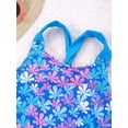 thumbnail image 6 of YONGHS Kids Girls Swimsuit Criss Cross Back One Piece Swimming Bathing Suit Beachwear Colorful Floral Blue 14, 6 of 7