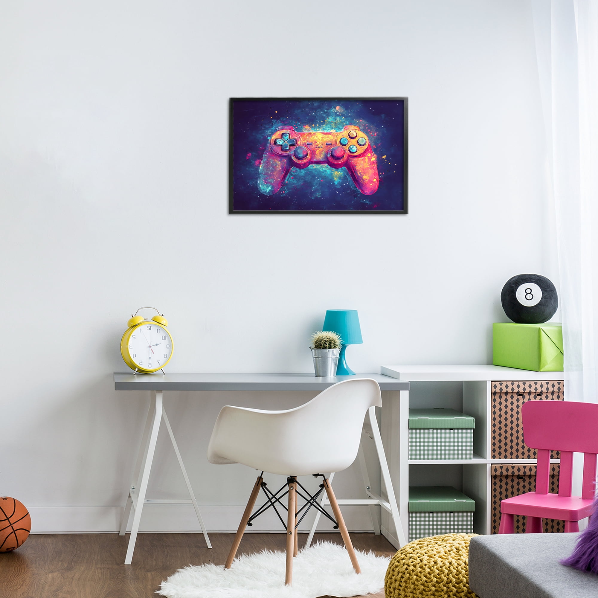 Stupell Industries Futuristic Cosmic Game Controller Black Framed Giclee Art, design by Creative Studio