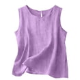 thumbnail image 2 of GZWYHT Linen Tank Tops For Women，Summer Vest Organic Cotton Tank Tops Linen Vest Top Womens Linen Tops Boho Tops For Women Cotton Linen Tops For Women Summer Tops Purple M, 2 of 9