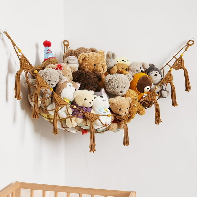 Hamaca de almacenamiento para peluches Amdermi macramé para niños