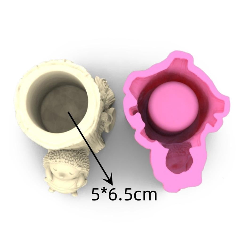 Osdhezcn Hedgehog Gypsum Flower Pot Silicone Resin Mold Epoxy Resin Casting Mold Succulent Vase Cement Mold Candle Holder Mold