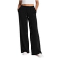thumbnail image 2 of Nugftut Womens Wide Leg Pants Striped Elastic Waist Casual Sweatpants Lightweight Fall Pants, 2 of 6