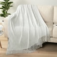 thumbnail image 6 of PAVILIA White Knit Throw Blanket for Couch, Twin Bed, Soft Knitted Farmhouse Sofa Throw for Living Room, Lightweight Decorative Summer Blanket for Chair, Outdoor Textured Boho Blanket, 60x80, 6 of 9