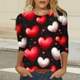 thumbnail image 4 of Yteetum Women's Valentines T Shirts Oversized Crewneck Valentine's Day Graphic Printed 3/4 Length Sleeve Shirt Tops Womens Casual Round Neck Loose Comfy Loves Heart Print Three Quarter Sleeve Shirts, 4 of 6