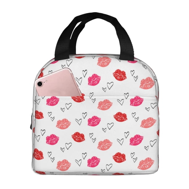 Easygdp Red Lips 1 Bolsa Térmica Premium - Tela Oxford Impermeable, Gran Capacidad, Bolsillo Frontal, Unisex para Trabajo, Escuela, Actividades al Aire Libre y Picnics