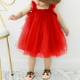 thumbnail image 2 of CAICJ98 Toddler Summer Tutu Tulle Dress Baby Girl Strap Floral A Line Dress for Girls Sleeveless Beach Butterfly Sundress Red,18-24 Months, 2 of 4