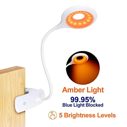 Clip On Reading Light For Bed Headboard Rechargeable 16 Led Amber Book 5 Brightness Desk Clip On Reading Light For Bed Headboard, Clip On Reading Lamp For Headboard