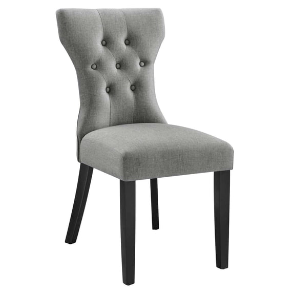 Maklaine Polyester Fabric and Rubberwood Dining Side Chair - Light Gray