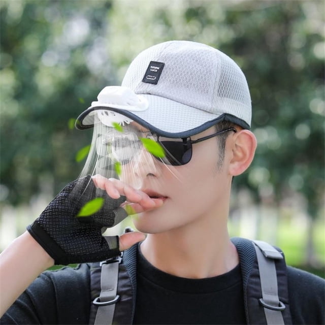 Dvkptbk Chapeau d'Été en Maille Respirante, Chapeau à Recharge Solaire pour Ventilateur, Chapeau de Protection Solaire