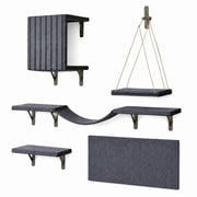Solid Wood Wall Mounted Cat Shelves and Perch 5 Piece Set