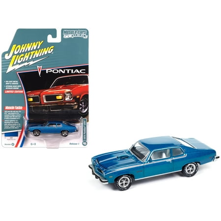 1974 Pontiac GTO Regatta Blue Metallic with White Interior "Muscle Cars USA" Series 1/64 Diecast Model Car by Johnny Lightning
