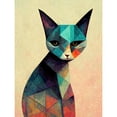 thumbnail image 1 of Geometric Cat Pastel Design Fun Large Wall Art Poster Print Thick Paper 18X24 Inch, 1 of 4