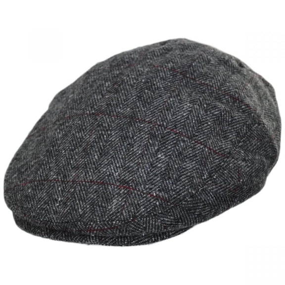 Cosmo Herringbone Plaid Wool Blend Ivy Cap - S - Gray