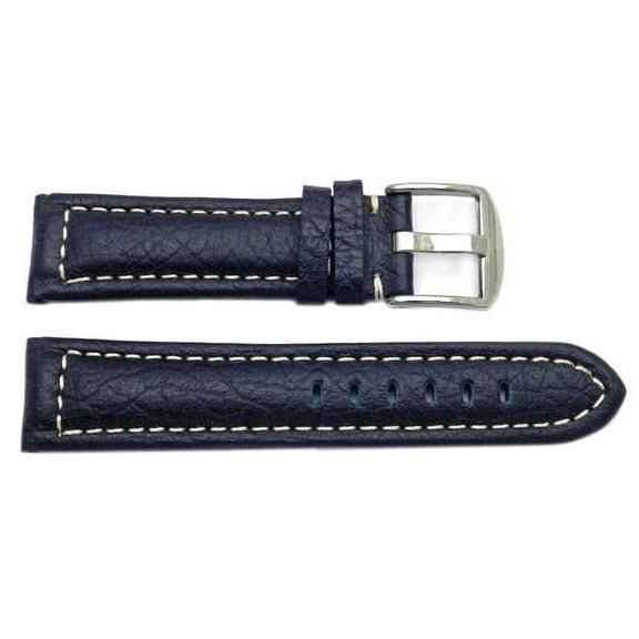 Textured Leather Panerai Dark Blue Contrast Stitched 18mm Watch Strap
