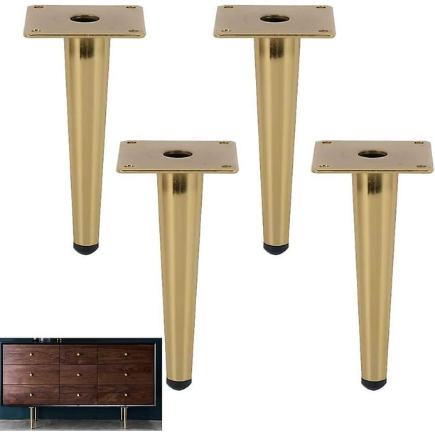 Juego de 4 patas para muebles, patas de sofá inclinables, patas de mesa, patas de gabinete, patas de metal para mesita de noche, para mesas de café, armarios y sofás, dorado, capacidad de carga 800K