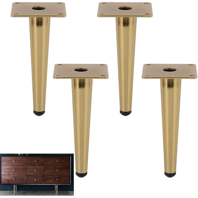 Juego de 4 patas para muebles, patas de sofá inclinables, patas de mesa, patas de gabinete, patas de metal para mesita de noche, para mesas de café, armarios y sofás, dorado, capacidad de carga 800K