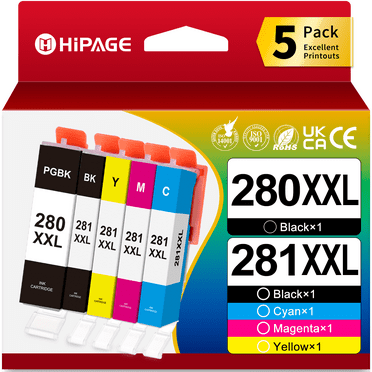 280XXL for Canon 280 and 281 Ink for Canon Ink 280 and 281 for Canon PIXMA TR8600 TR8500 TR7500 TS8200 Printer (Black Cyan Magenta Yellow)