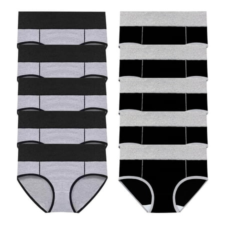 Women s Plus Size Cotton Panties 10 Pack Comfy Breathable Everyday Underwear High Waist Solid Panties No Show Lightweight Panty