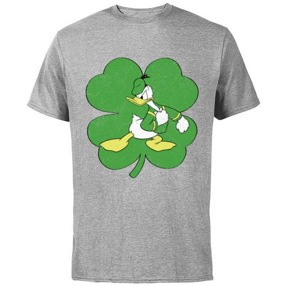 Disney Donald Duck 4-Leaf Clover Retro St. Patrick's Day - Short Sleeve Cotton T-Shirt for Adults - Customized-Athletic Heather
