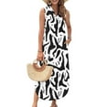 thumbnail image 4 of Simua Maxi Dresses for Women Summer Printed Casual Loose Beach Sundresses V Neck Sleeveless Split Dresses with Pockets, 4 of 8