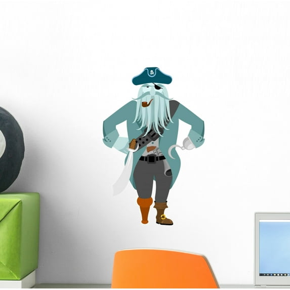 Captain Pirates Ghost Buccaneer Wall Decal Wallmonkeys Peel and Stick Decals for Boys (12 in H x 11 in W) WM502755