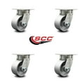 thumbnail image 2 of 4 Inch Kingpinless Semi Steel Wheel Swivel Top Plate Caster Set of 4 SCC, 2 of 2