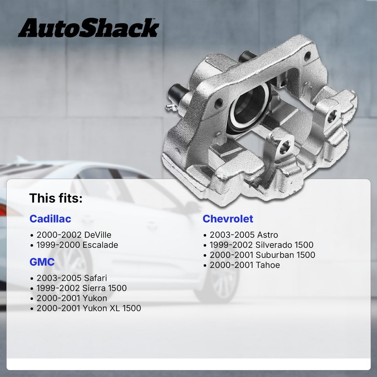 AutoShack Rear Brake Caliper for Chevrolet & GMC, Silverado 1500 1999-2002 Sierra 1500 1999-2002 Tahoe 2000-2001 Astro 2003-2005, AWD RWD 4WD V6 4.3L V8 4.8L 5.3L 6.0L, Right
