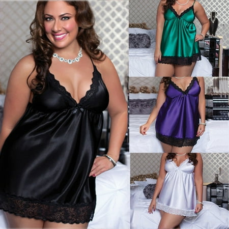 

FZM Plus Size Lace Sleepwear Lingerie Temptation Underwear Nightdress