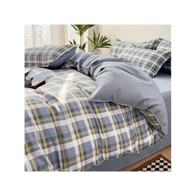 Acogedor Juego de Funda Nórdica con Estampado de Cuadros - Perfecto para la Decoración del Dormitorio en Todas las Estaciones