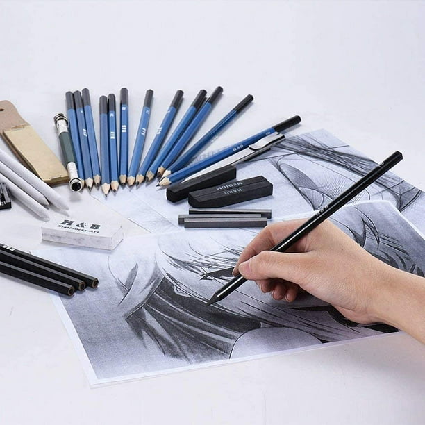 33 Pièces Kit de Dessin d'Art Professionnel, Crayon à Dessin 