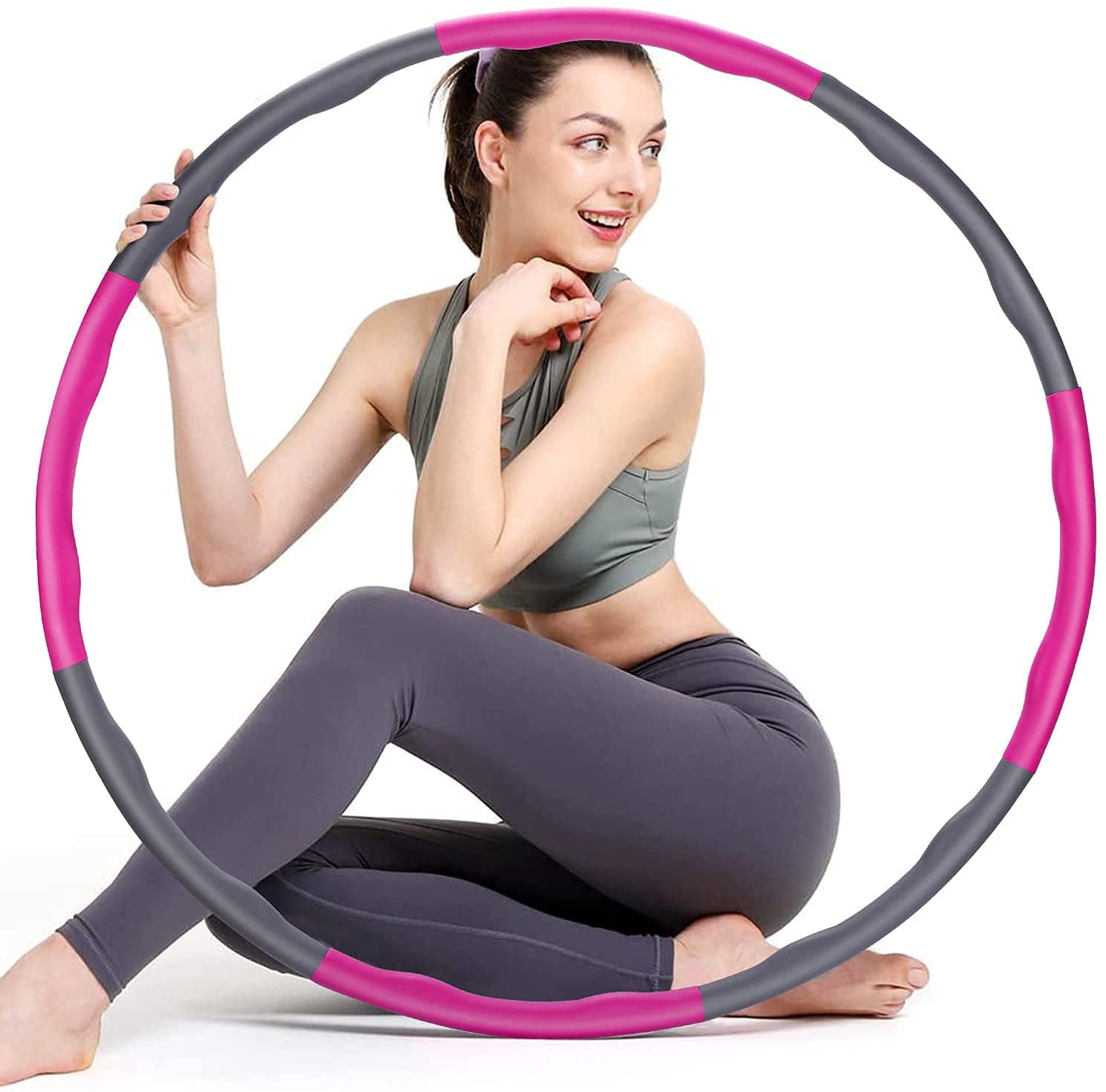 8 Sections Hula Hoop Weighted Collapsible Padded Abdominal Exercise Gym Workout 