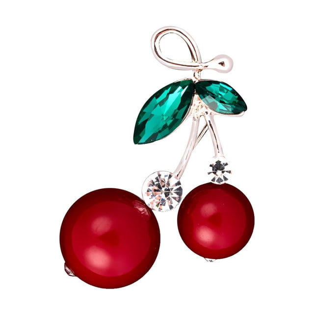 Broche de Pin de Cereza Zulema Imitación de Perlas Rojo