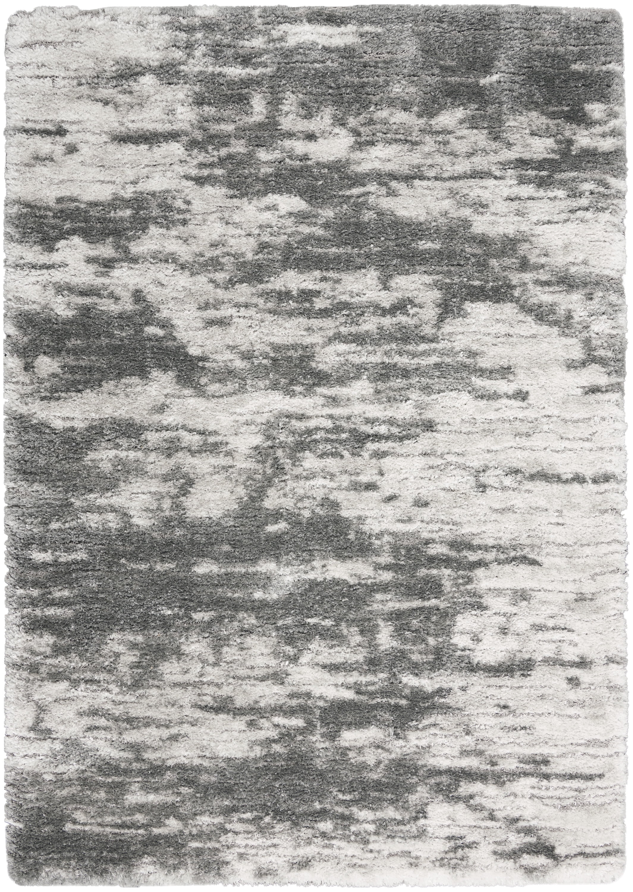Nourison Dreamy Shag Abstract Contemporary Charcoal/Ivory 4' x 6' Area Rug