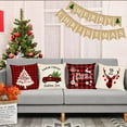thumbnail image 5 of Set Of 4 Christmas Decorative Throw Pillow Covers Christmas Holiday Xmas Square Linen Cushion Covers Merry Christmas Trees Red Truck Snowflakes Deer Outdoor Couch Sofa Home Pillow Cases 18x18 Inch, 5 of 6