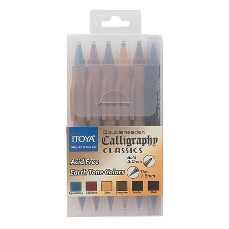 UPC: 0075633304450 | Itoya Doubleheader Calligraphy Classics Markers  Set of 6 Earth Tone Dual Tip Markers