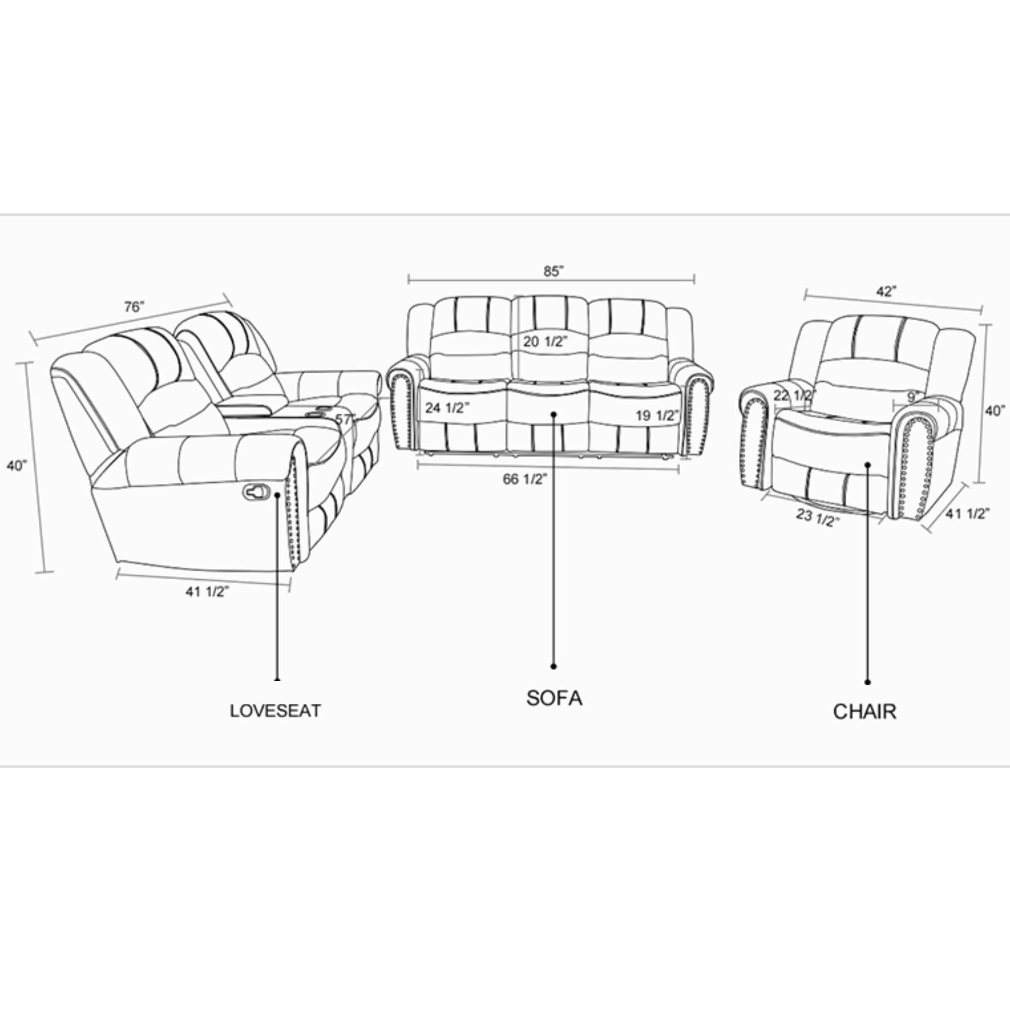 Leather Recliner Chair Manual Recline Loveseat Sofa Chair with Nail Head Home Theater for Adults Living Room, Bedroom, Brown