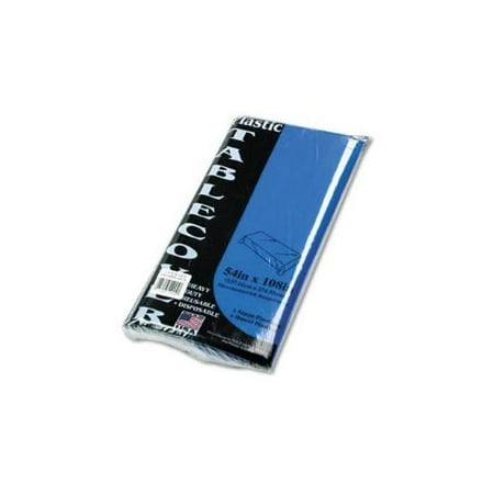 Table Set Rectangular Table Cover, Heavyweight Plastic, 54 x 108, Blue, 6/Pack